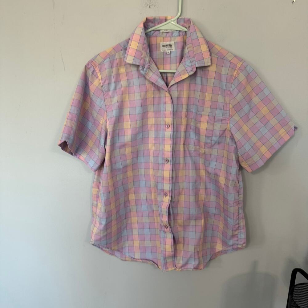 Vintage Kimberly by Bayard Purple Plaid Button Down Shirt Women's Plus Size 14
